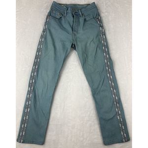 Levi's Premium 501 Logo Stripe Jeans Straight Leg Button Fly‎ Size  25x28